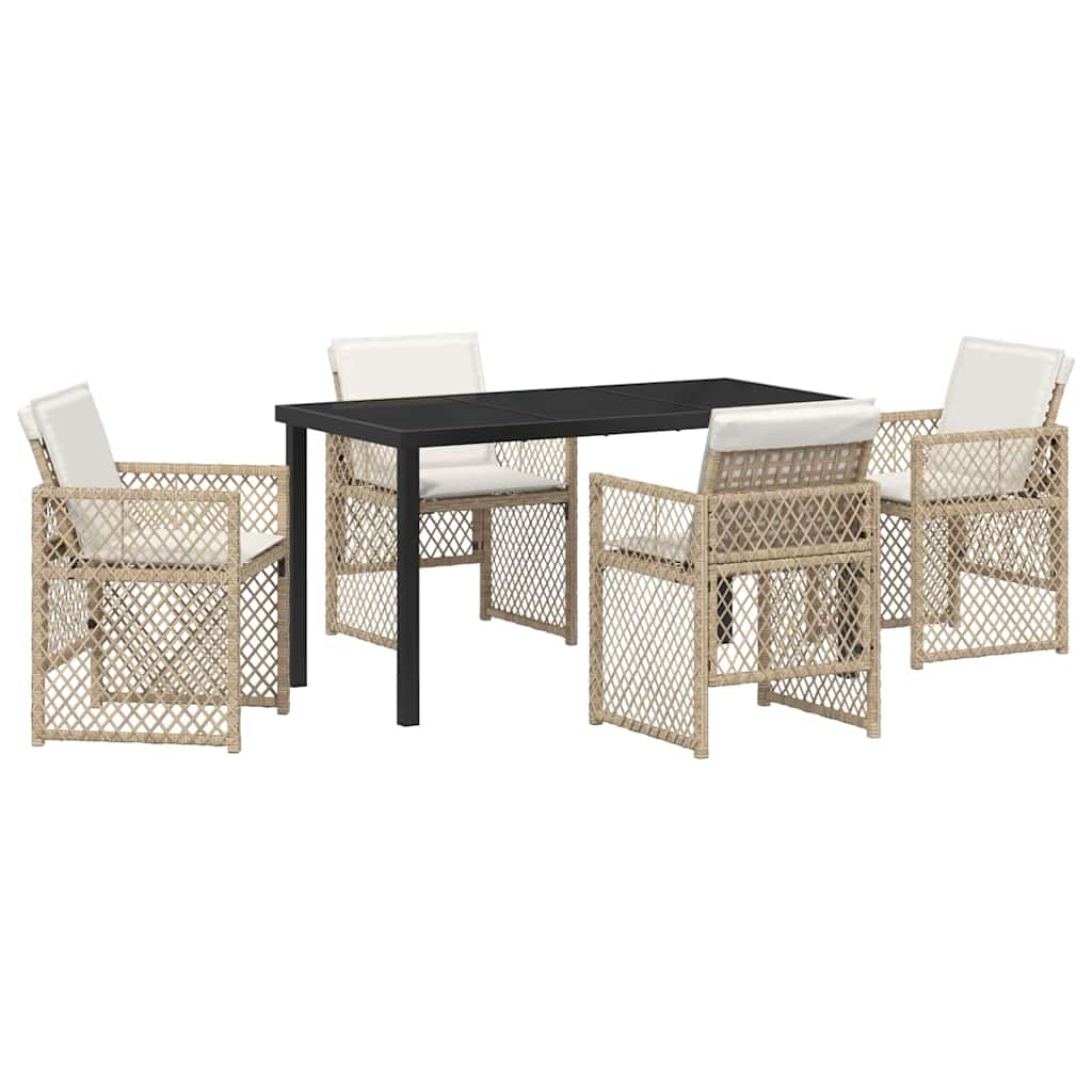 Set da Pranzo per Giardino 5 pcs Beige polyrattan - homemem39