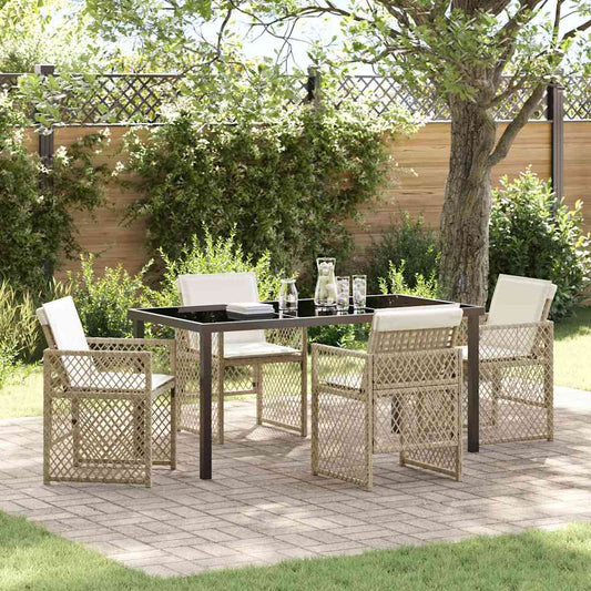 Set da Pranzo per Giardino 5 pcs Beige polyrattan - homemem39