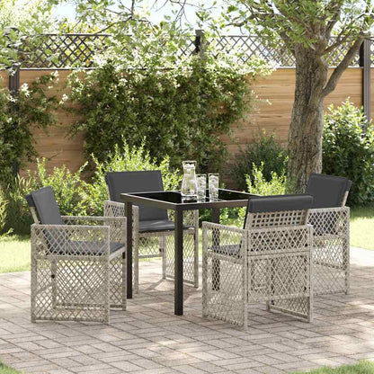 Set da Pranzo per Giardino 5 pcs Grigio chiaro polyrattan - homemem39