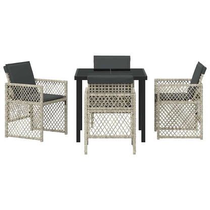 Set da Pranzo per Giardino 5 pcs Grigio chiaro polyrattan - homemem39