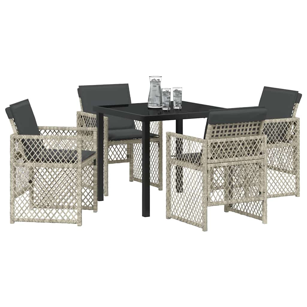 Set da Pranzo per Giardino 5 pcs Grigio chiaro polyrattan - homemem39