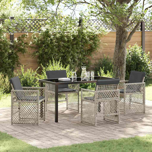 Set da Pranzo per Giardino 5 pcs Grigio chiaro polyrattan - homemem39