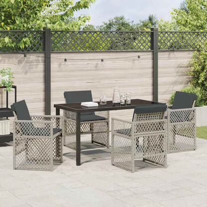 Set da Pranzo per Giardino 5 pcs Grigio chiaro polyrattan - homemem39