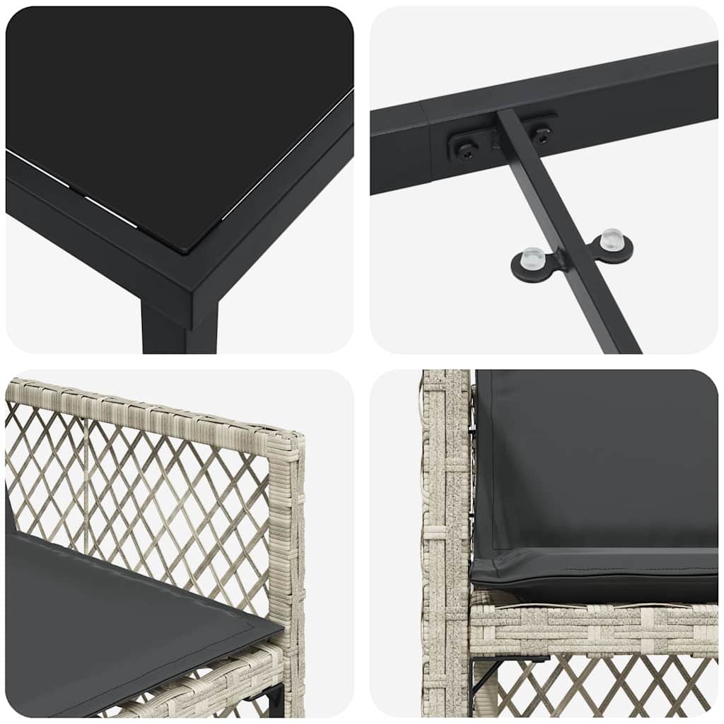 Set da Pranzo per Giardino 5 pcs Grigio chiaro polyrattan - homemem39