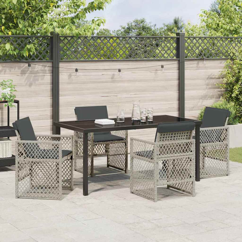 Set da Pranzo per Giardino 5 pcs Grigio chiaro polyrattan - homemem39