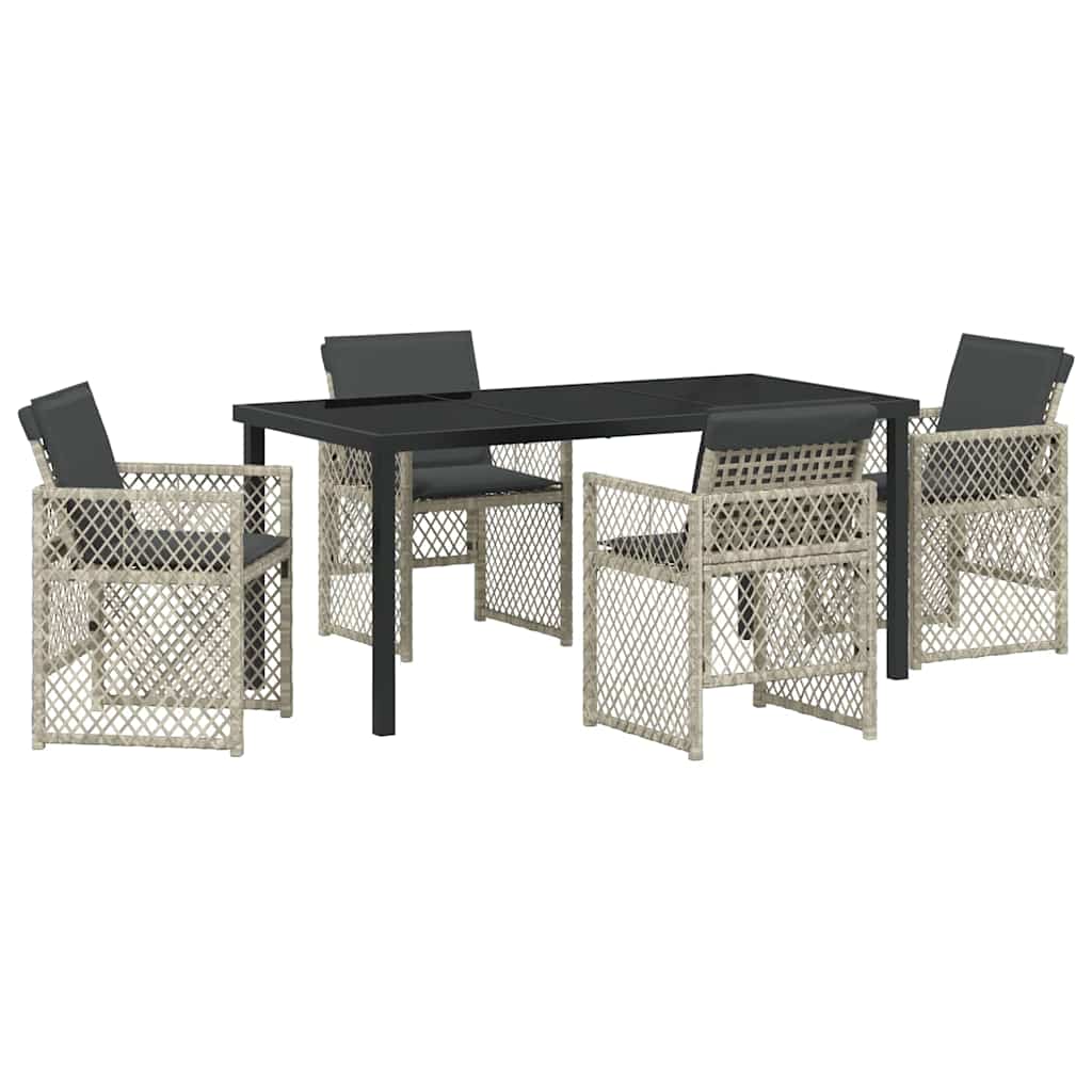 Set da Pranzo per Giardino 5 pcs Grigio chiaro polyrattan - homemem39
