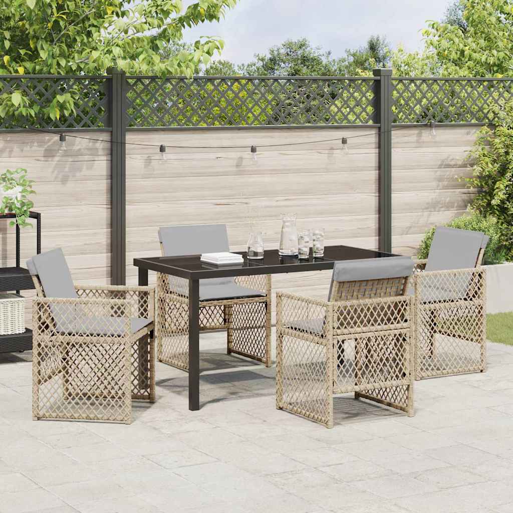 Set da Pranzo per Giardino 5 pcs Beige polyrattan - homemem39