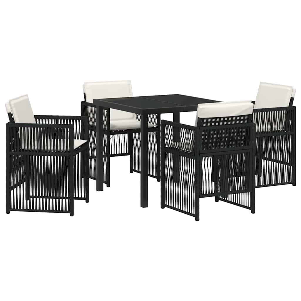 Set da Pranzo per Giardino 5 pcs Nero Poly Rattan - homemem39