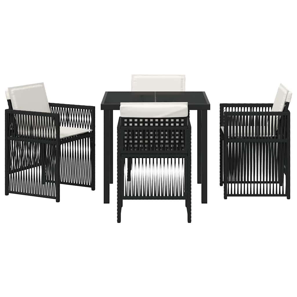 Set da Pranzo per Giardino 5 pcs Nero Poly Rattan - homemem39