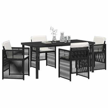 Set da Pranzo per Giardino 5 pcs Nero Poly Rattan - homemem39