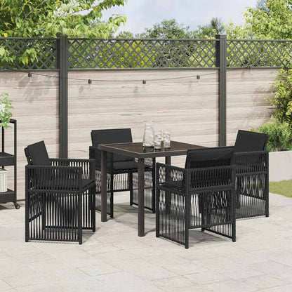 Set da Pranzo per Giardino 5 pcs Nero Poly Rattan - homemem39