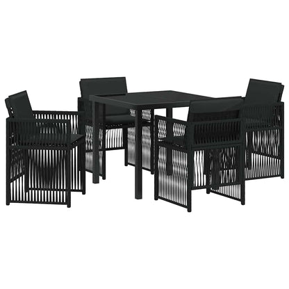 Set da Pranzo per Giardino 5 pcs Nero Poly Rattan - homemem39