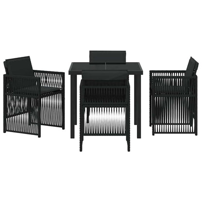 Set da Pranzo per Giardino 5 pcs Nero Poly Rattan - homemem39