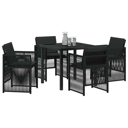 Set da Pranzo per Giardino 5 pcs Nero Poly Rattan - homemem39