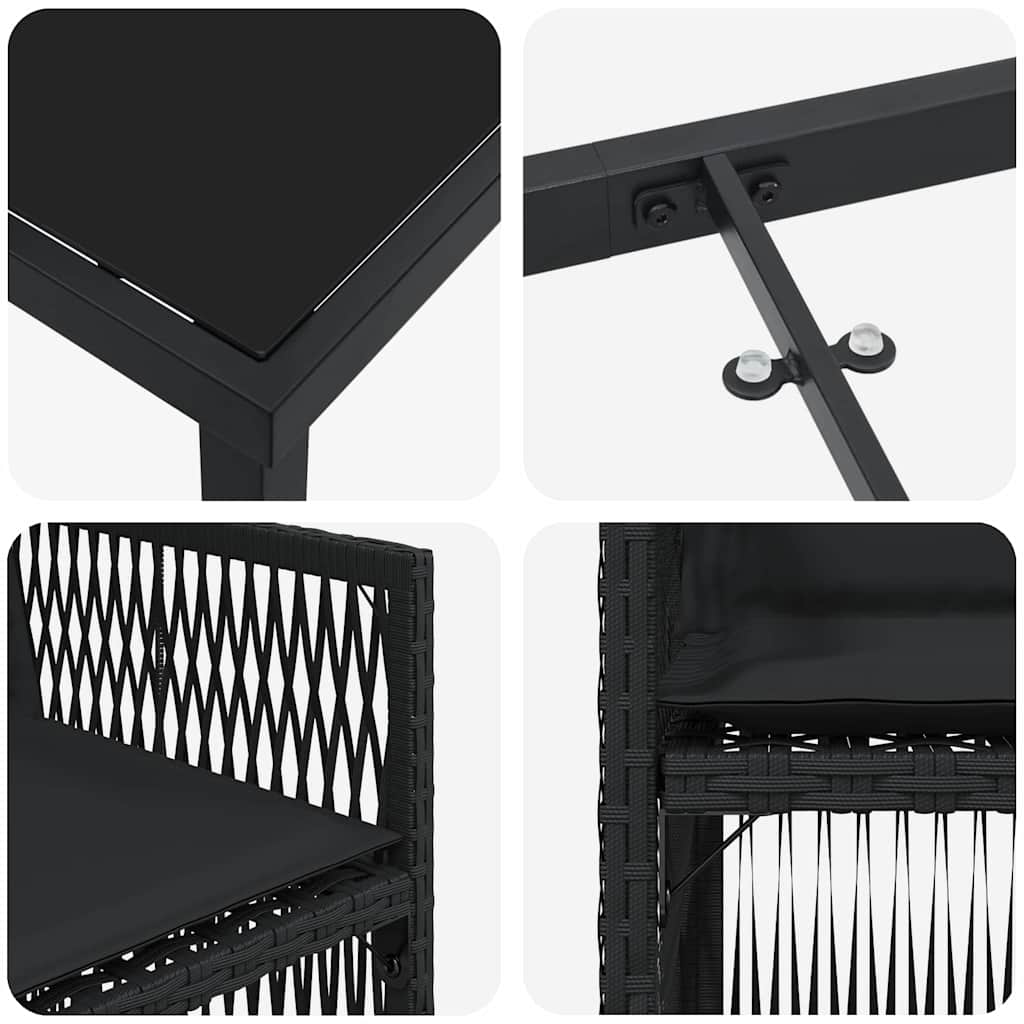 Set da Pranzo per Giardino 5 pcs Nero Poly Rattan - homemem39