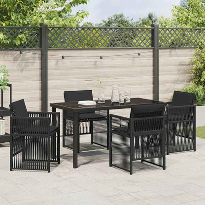 Set da Pranzo per Giardino 5 pcs Nero Poly Rattan - homemem39