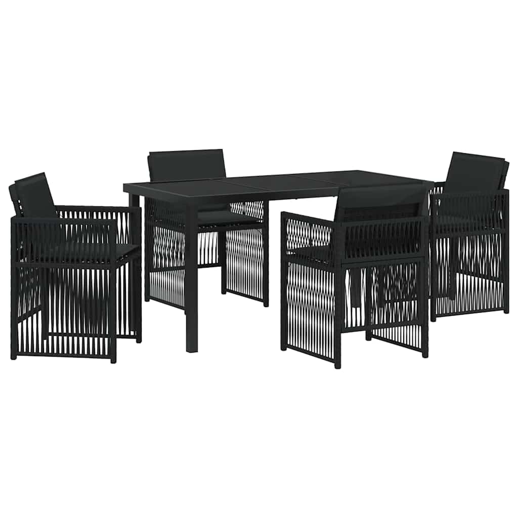 Set da Pranzo per Giardino 5 pcs Nero Poly Rattan - homemem39