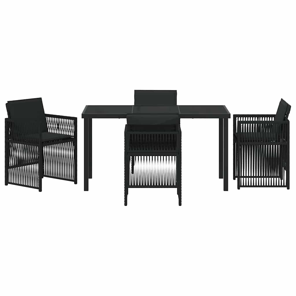 Set da Pranzo per Giardino 5 pcs Nero Poly Rattan - homemem39