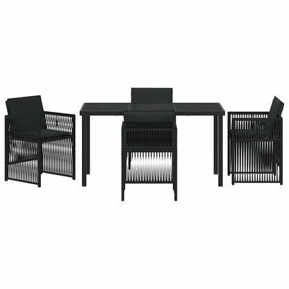 Set da Pranzo per Giardino 5 pcs Nero Poly Rattan - homemem39
