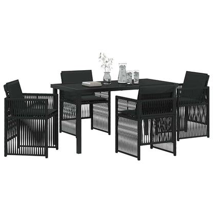 Set da Pranzo per Giardino 5 pcs Nero Poly Rattan - homemem39