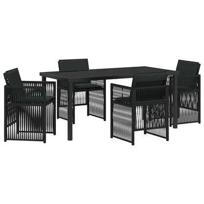 Set da Pranzo per Giardino 5 pcs Nero Poly Rattan - homemem39