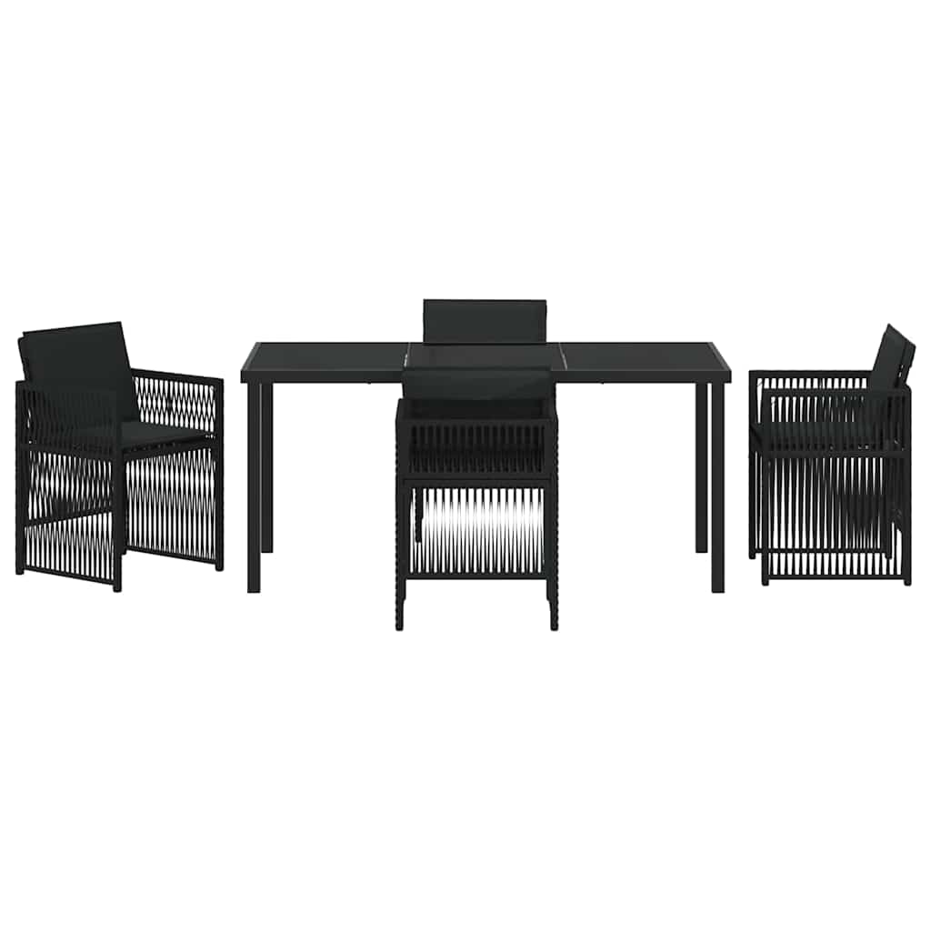 Set da Pranzo per Giardino 5 pcs Nero Poly Rattan - homemem39