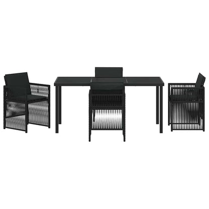 Set da Pranzo per Giardino 5 pcs Nero Poly Rattan - homemem39
