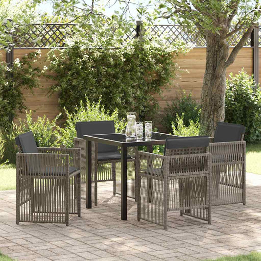 Set da Pranzo per Giardino 5 pcs Grigio Poly Rattan - homemem39