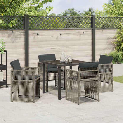 Set da Pranzo per Giardino 5 pcs Grigio Poly Rattan - homemem39