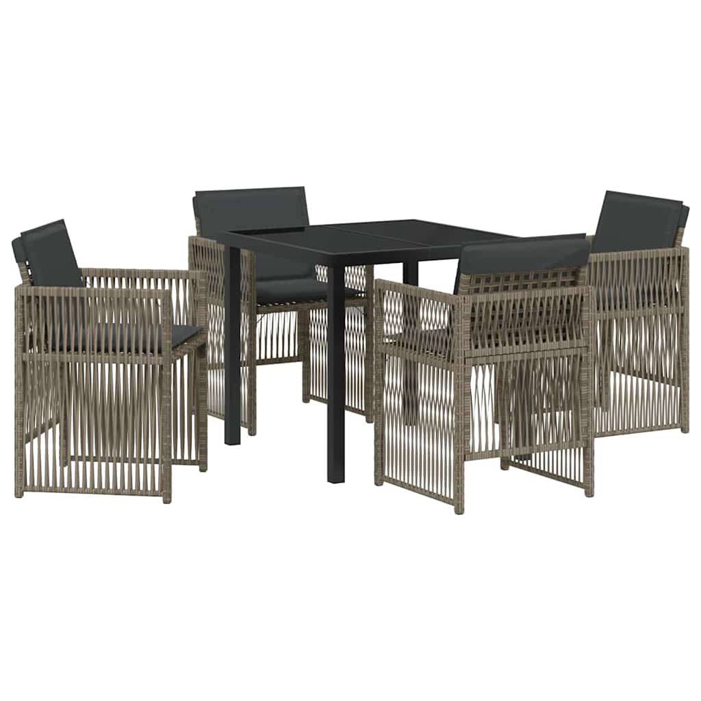 Set da Pranzo per Giardino 5 pcs Grigio Poly Rattan - homemem39