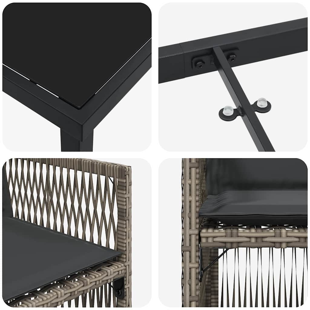 Set da Pranzo per Giardino 5 pcs Grigio Poly Rattan - homemem39