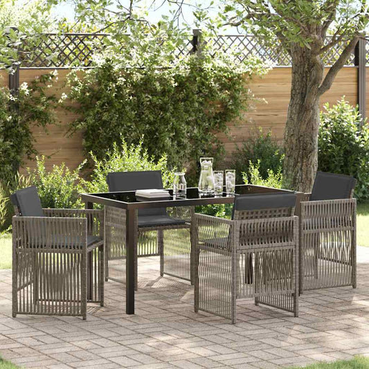 Set da Pranzo per Giardino 5 pcs Grigio Poly Rattan - homemem39
