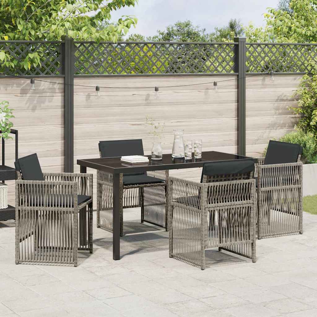 Set da Pranzo per Giardino 5 pcs Grigio Poly Rattan - homemem39