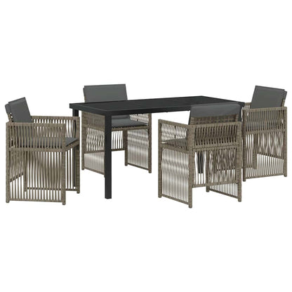 Set da Pranzo per Giardino 5 pcs Grigio Poly Rattan - homemem39