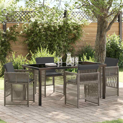 Set da Pranzo per Giardino 5 pcs Grigio Poly Rattan - homemem39
