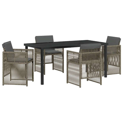 Set da Pranzo per Giardino 5 pcs Grigio Poly Rattan - homemem39