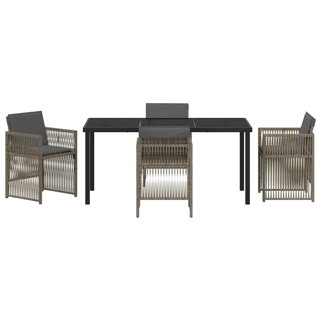 Set da Pranzo per Giardino 5 pcs Grigio Poly Rattan - homemem39