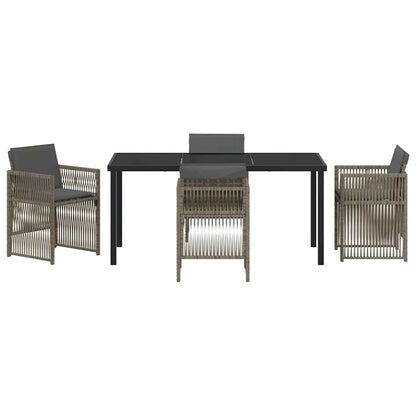 Set da Pranzo per Giardino 5 pcs Grigio Poly Rattan - homemem39