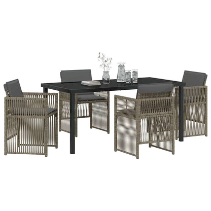 Set da Pranzo per Giardino 5 pcs Grigio Poly Rattan - homemem39