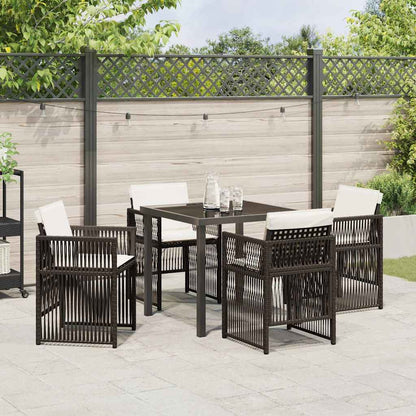 Set da Pranzo per Giardino 5 pcs Marrone Poly Rattan - homemem39