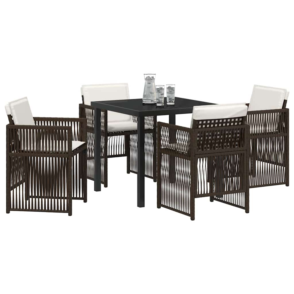 Set da Pranzo per Giardino 5 pcs Marrone Poly Rattan - homemem39