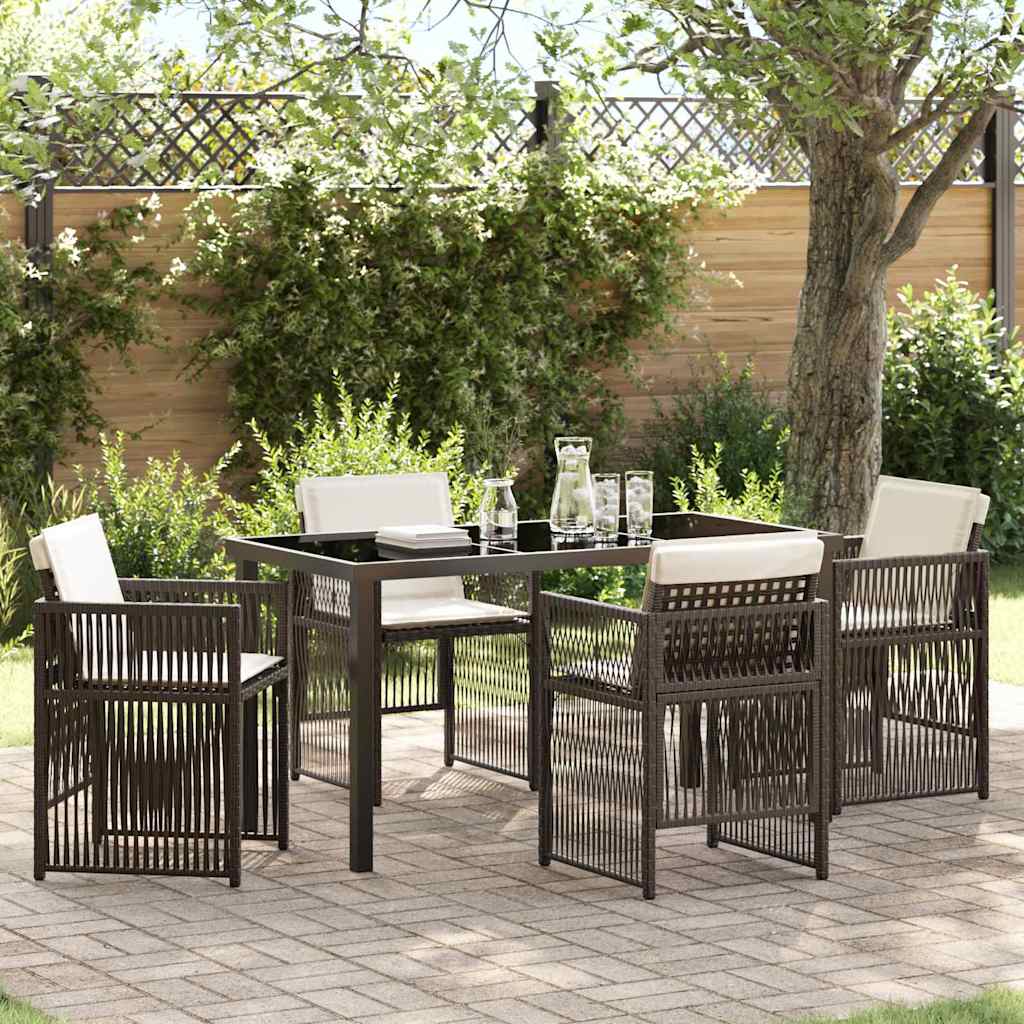 Set da Pranzo per Giardino 5 pcs Marrone Poly Rattan - homemem39