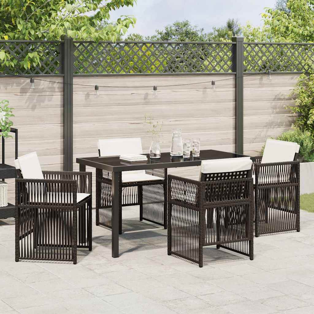 Set da Pranzo per Giardino 5 pcs Marrone Poly Rattan - homemem39