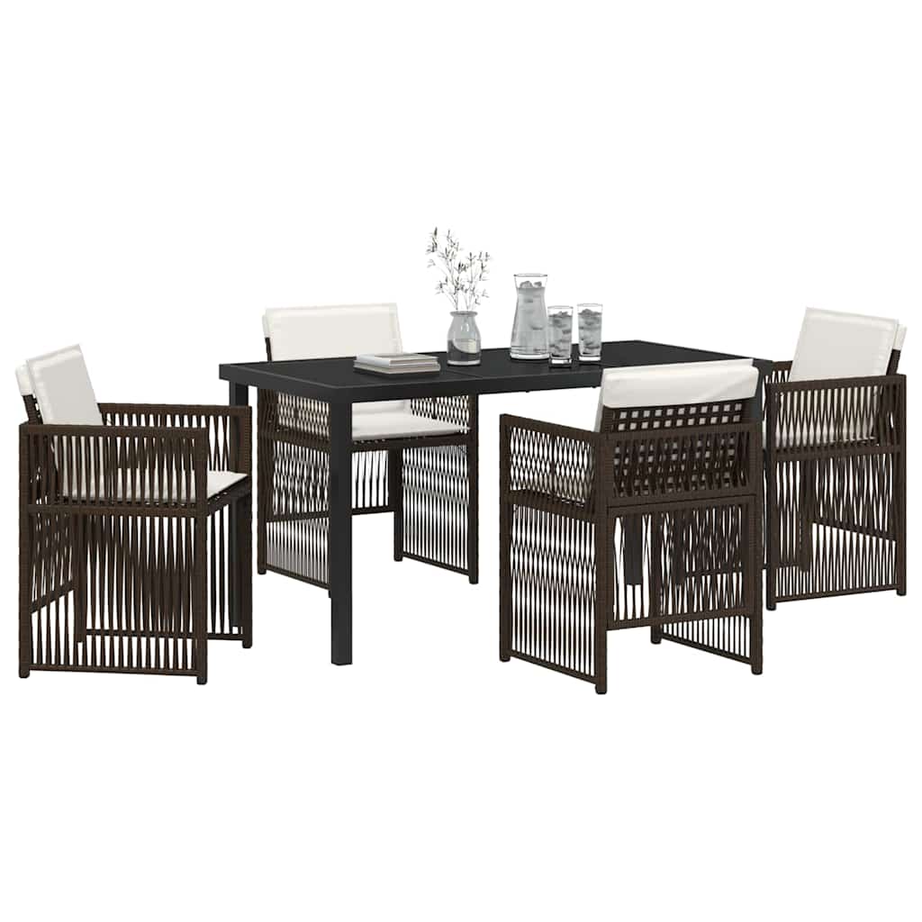 Set da Pranzo per Giardino 5 pcs Marrone Poly Rattan - homemem39