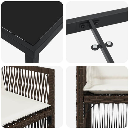 Set da Pranzo per Giardino 5 pcs Marrone Poly Rattan - homemem39