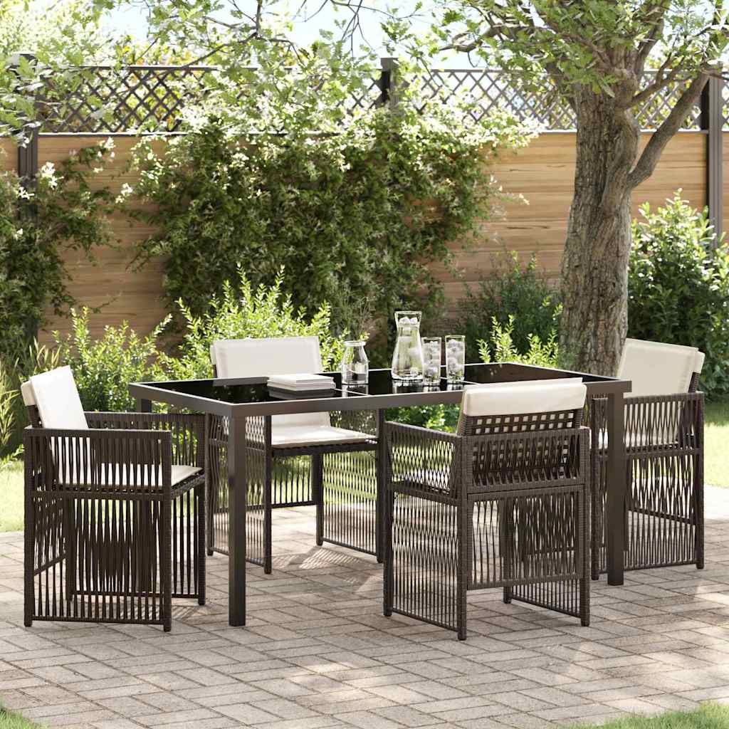 Set da Pranzo per Giardino 5 pcs Marrone Poly Rattan - homemem39
