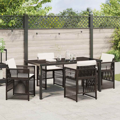 Set da Pranzo per Giardino 5 pcs Marrone Poly Rattan - homemem39