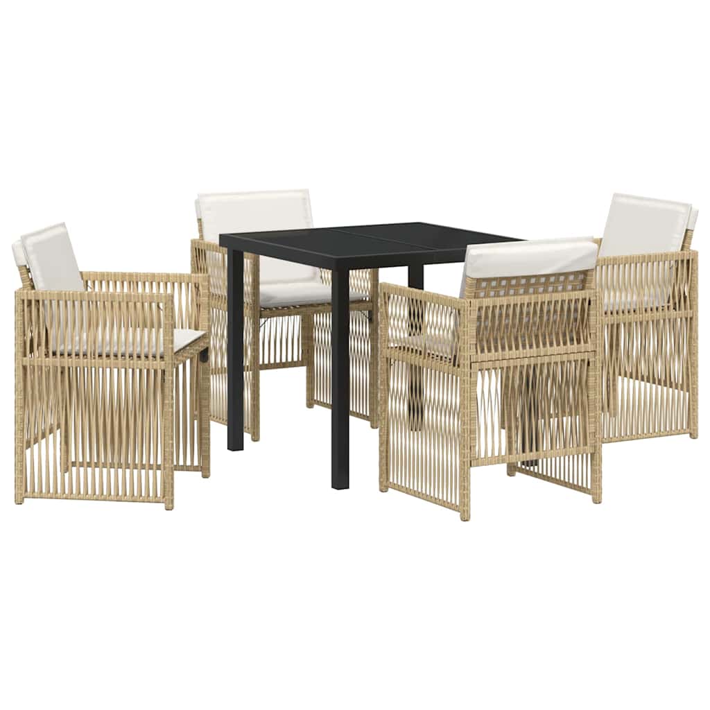 Set da Pranzo per Giardino 5 pcs Beige Poly Rattan - homemem39