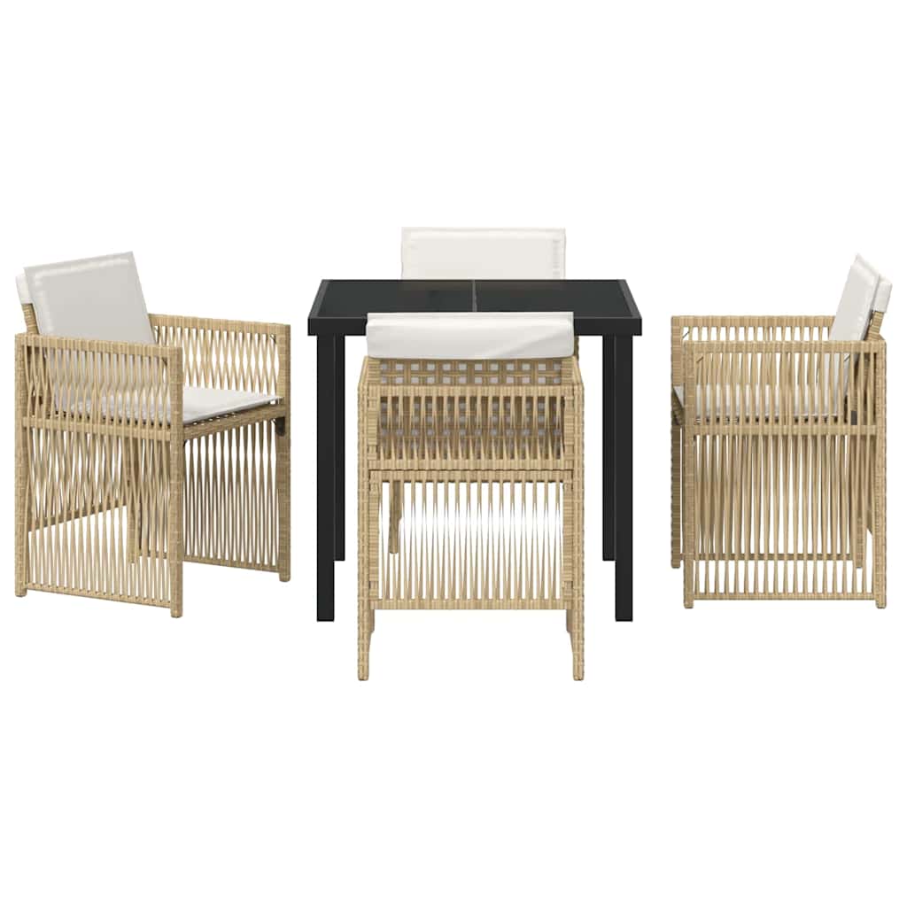 Set da Pranzo per Giardino 5 pcs Beige Poly Rattan - homemem39
