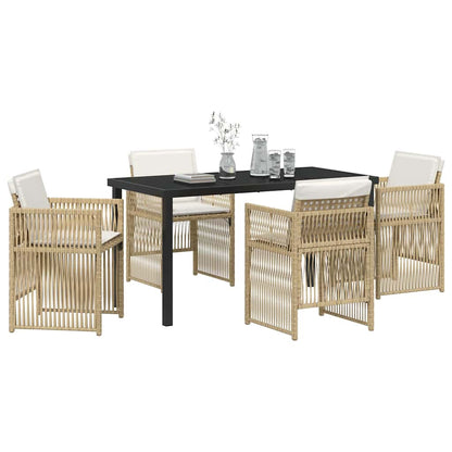 Set da Pranzo per Giardino 5 pcs Beige Poly Rattan - homemem39